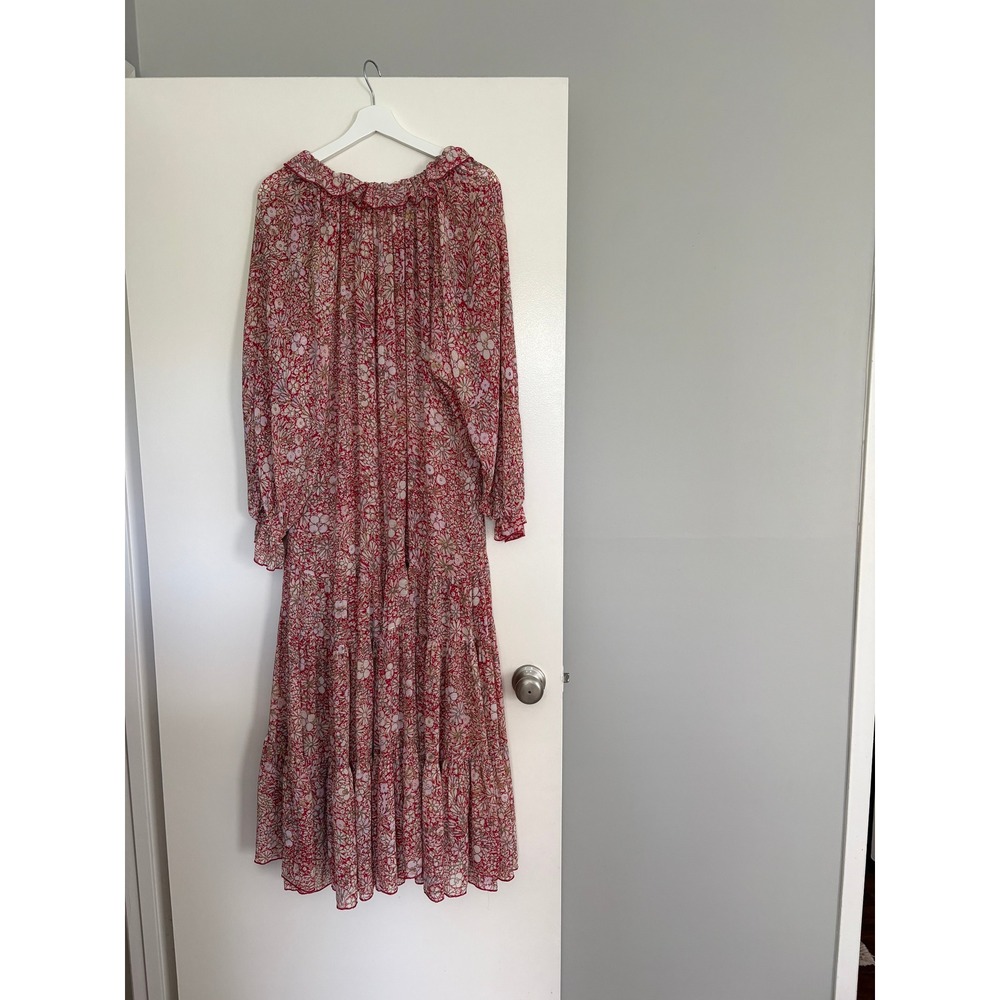 NEW Free People Feeling Groovy Maxi Dress Medium Bohemian Ruffle Long Sleeve - Picture 6 of 6